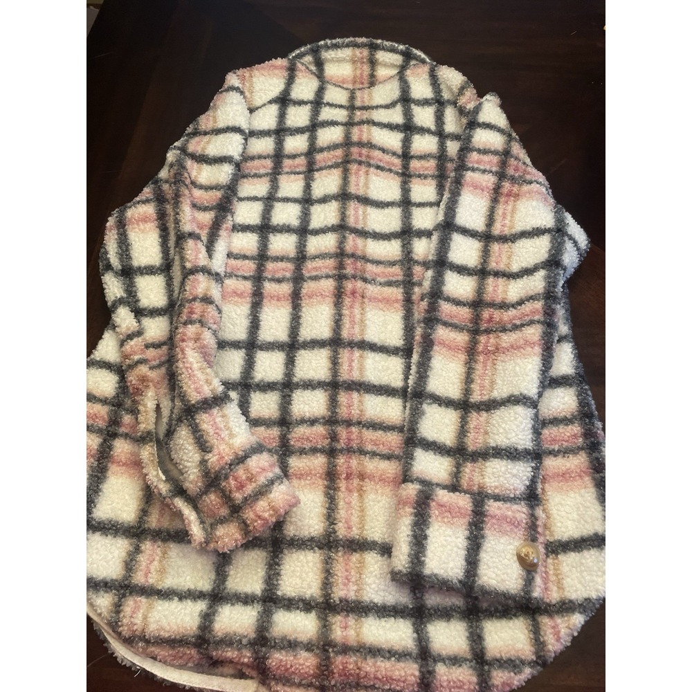 The Sweatshirt Project Shacket Sherpa Plaid Button Up Small Jacket - Picture 4 of 4